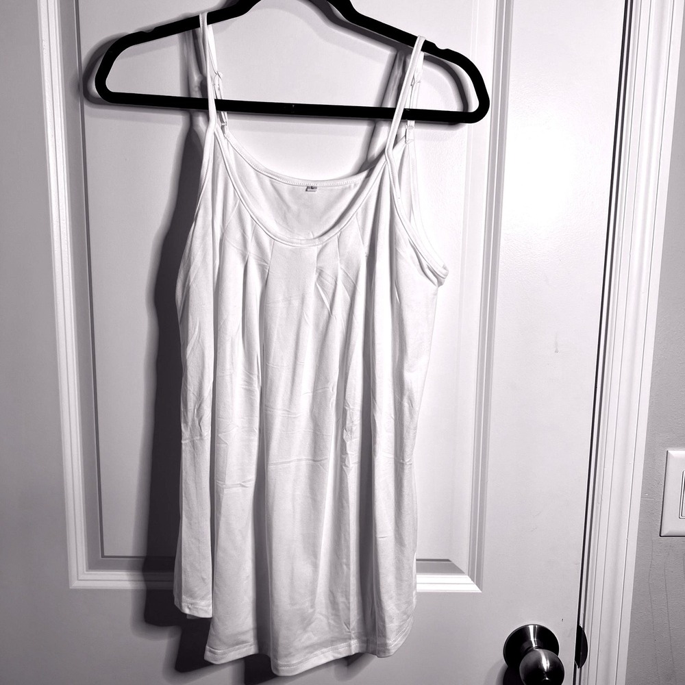 White Adjustable Strap Cami Tank Top Women Large Minimalist Basic Capsule